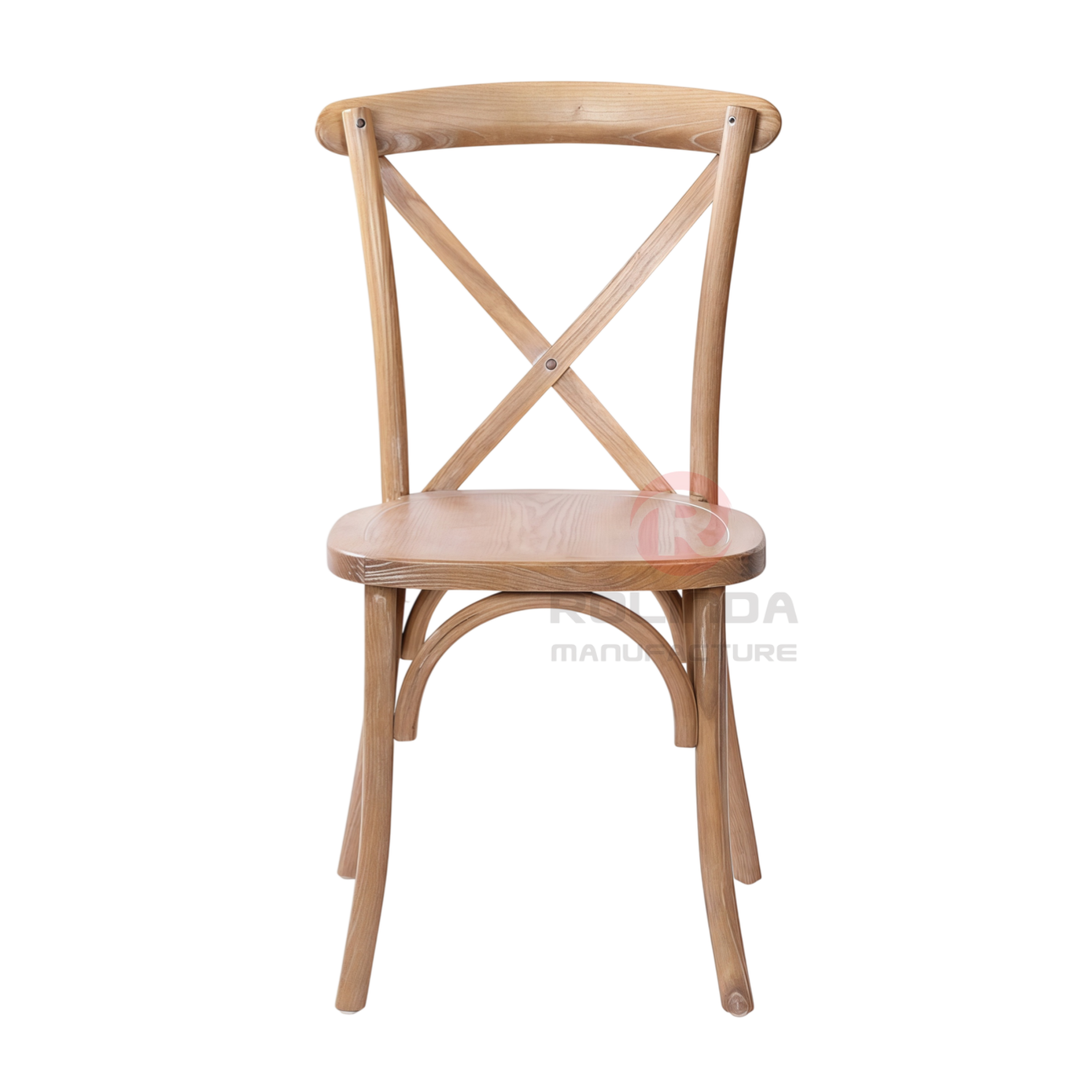 Whitewashed Natural Elmwood Cross Back Event Chair Fully Assembled Vineyard Dining Chair