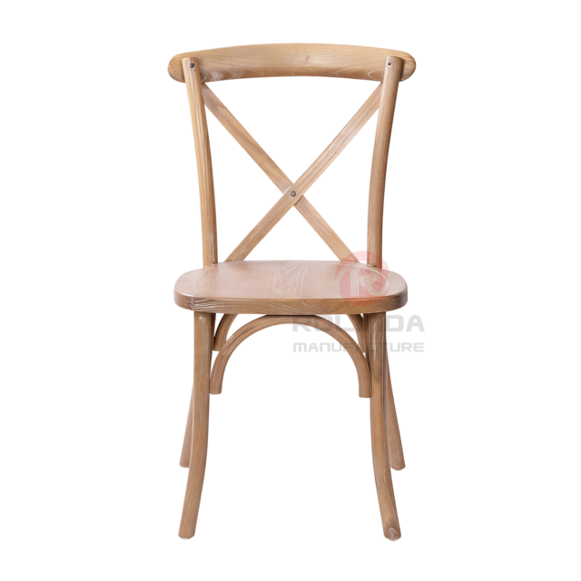 Whitewashed Natural Elmwood Cross Back Event Chair Fully Assembled Vineyard Dining Chair