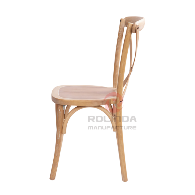 Whitewashed Natural Elmwood Cross Back Event Chair Fully Assembled Vineyard Dining Chair