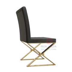 Pearl White Quilted PU Leather High-Back Dining Side Chair Modern Glam Gold Base Accent Chair