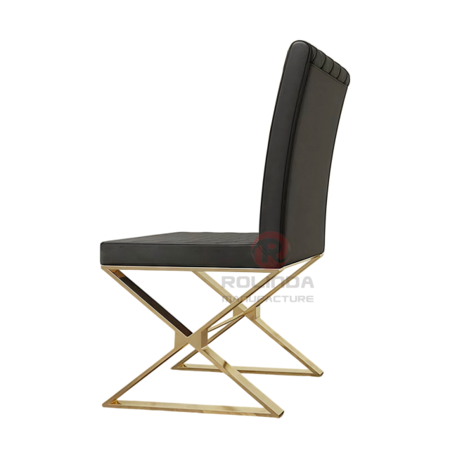 Pearl White Quilted PU Leather High-Back Dining Side Chair Modern Glam Gold Base Accent Chair