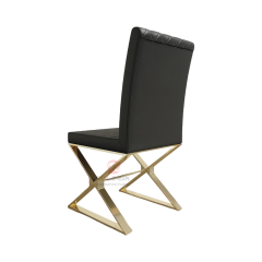 Pearl White Quilted PU Leather High-Back Dining Side Chair Modern Glam Gold Base Accent Chair