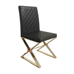 Pearl White Quilted PU Leather High-Back Dining Side Chair Modern Glam Gold Base Accent Chair