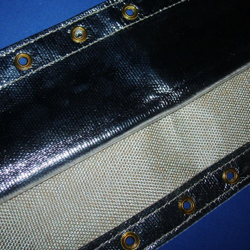 Reflective heat shield fiberglass sleeve with snap