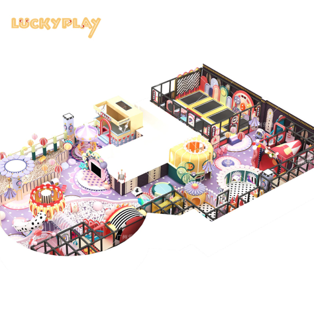 Kids indoor playground equipment with trampoline ball pool