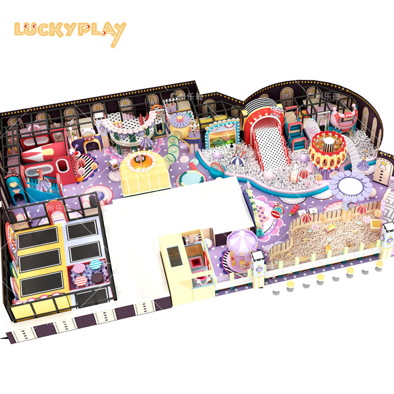 Kids indoor playground equipment with trampoline ball pool