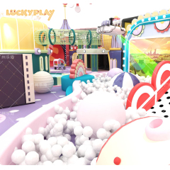 Kids indoor playground equipment with trampoline ball pool