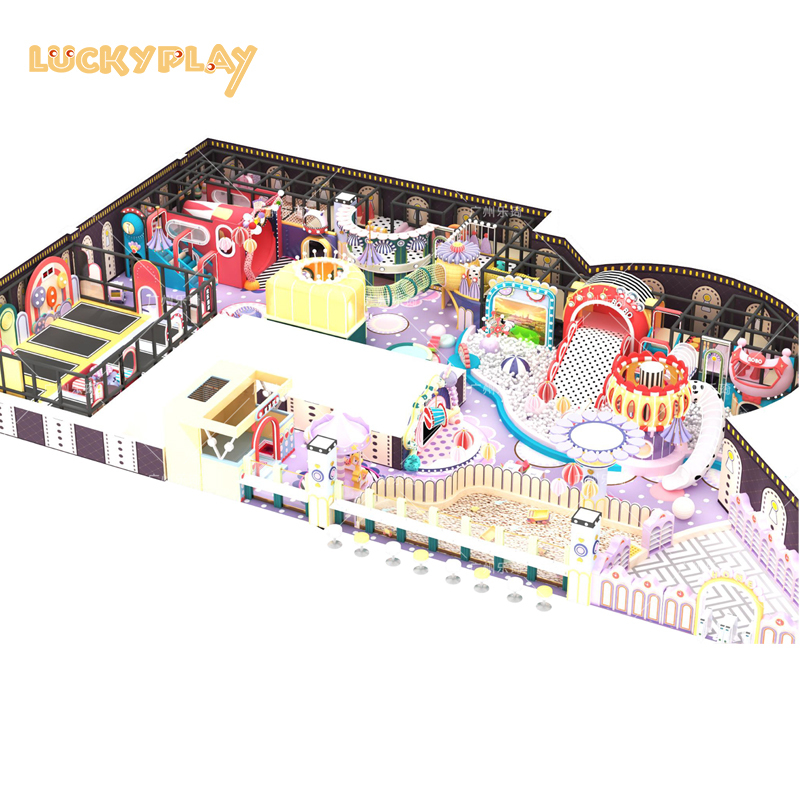 Kids indoor playground equipment with trampoline ball pool