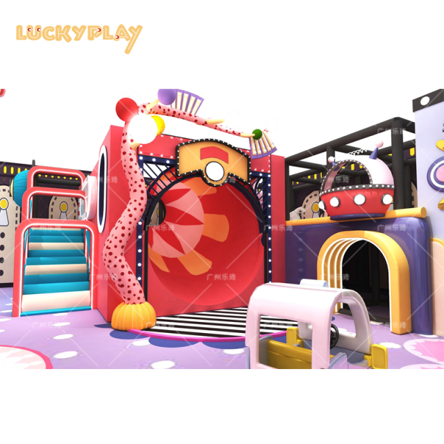 Kids indoor playground equipment with trampoline ball pool