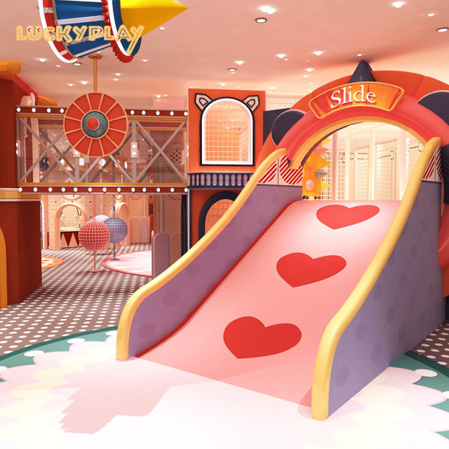 Red chinoiserie kids indoor playground equipment