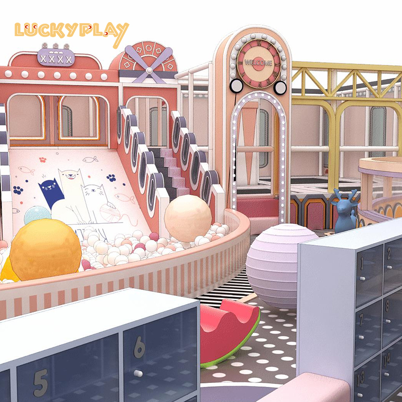 Children's indoor playground equipment with large slides