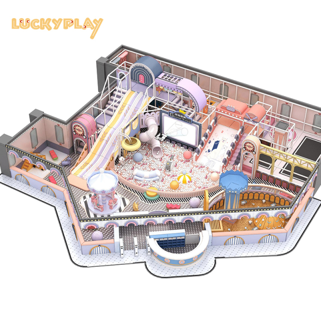Children's indoor playground equipment with large slides