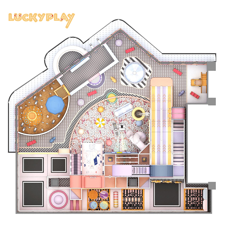 Children's indoor playground equipment with large slides