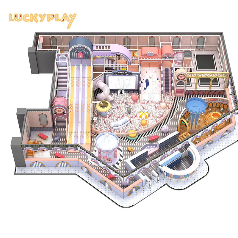 Children's indoor playground equipment with large slides