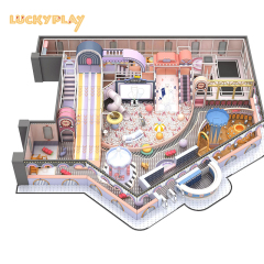 Children's indoor playground equipment with large slides