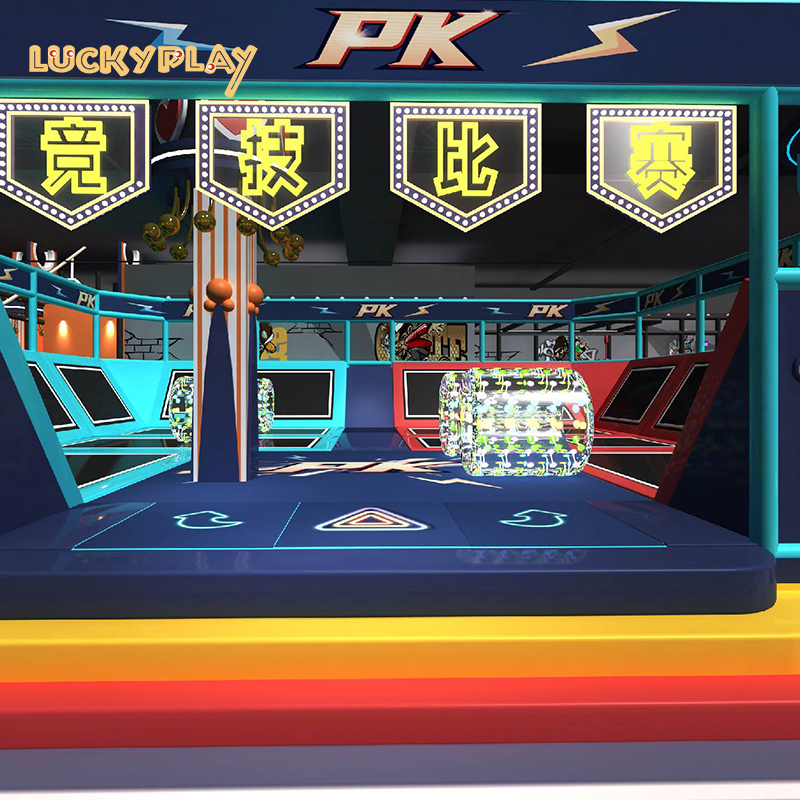 Large fun indoor trampoline park for children