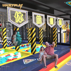 Large fun indoor trampoline park for children