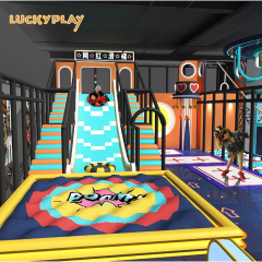 Large fun indoor trampoline park for children