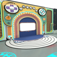 Space themed trampoline slide ball pool indoor playground
