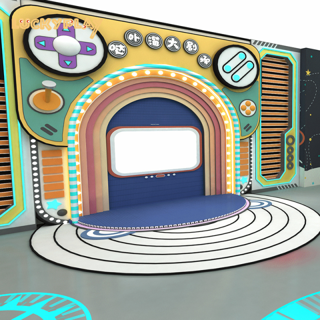 Space themed trampoline slide ball pool indoor playground