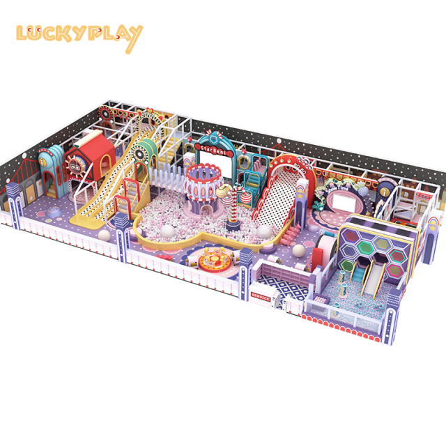 Indoor playground with large slide ball pool