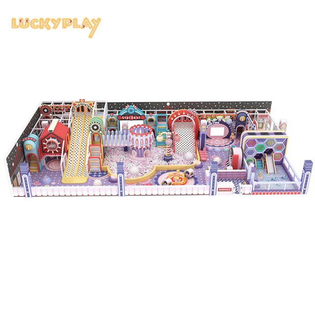 Indoor playground with large slide ball pool