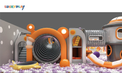 Custom LED neon Adventure Maze indoor playground with multiple crazy slides, ball pits and climbing areas
