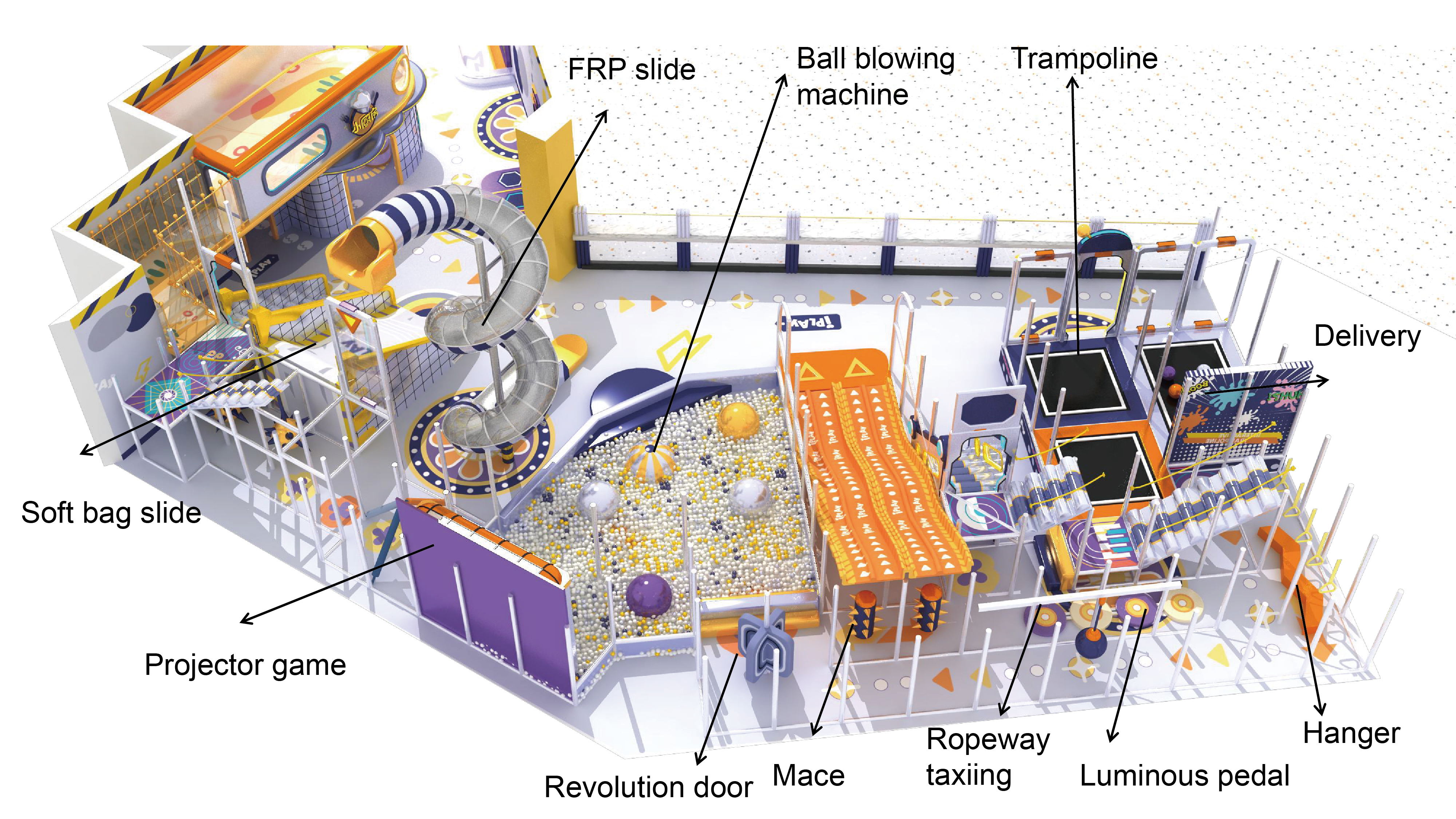 Custom Indoor Playground and Trampoline Park for Kids