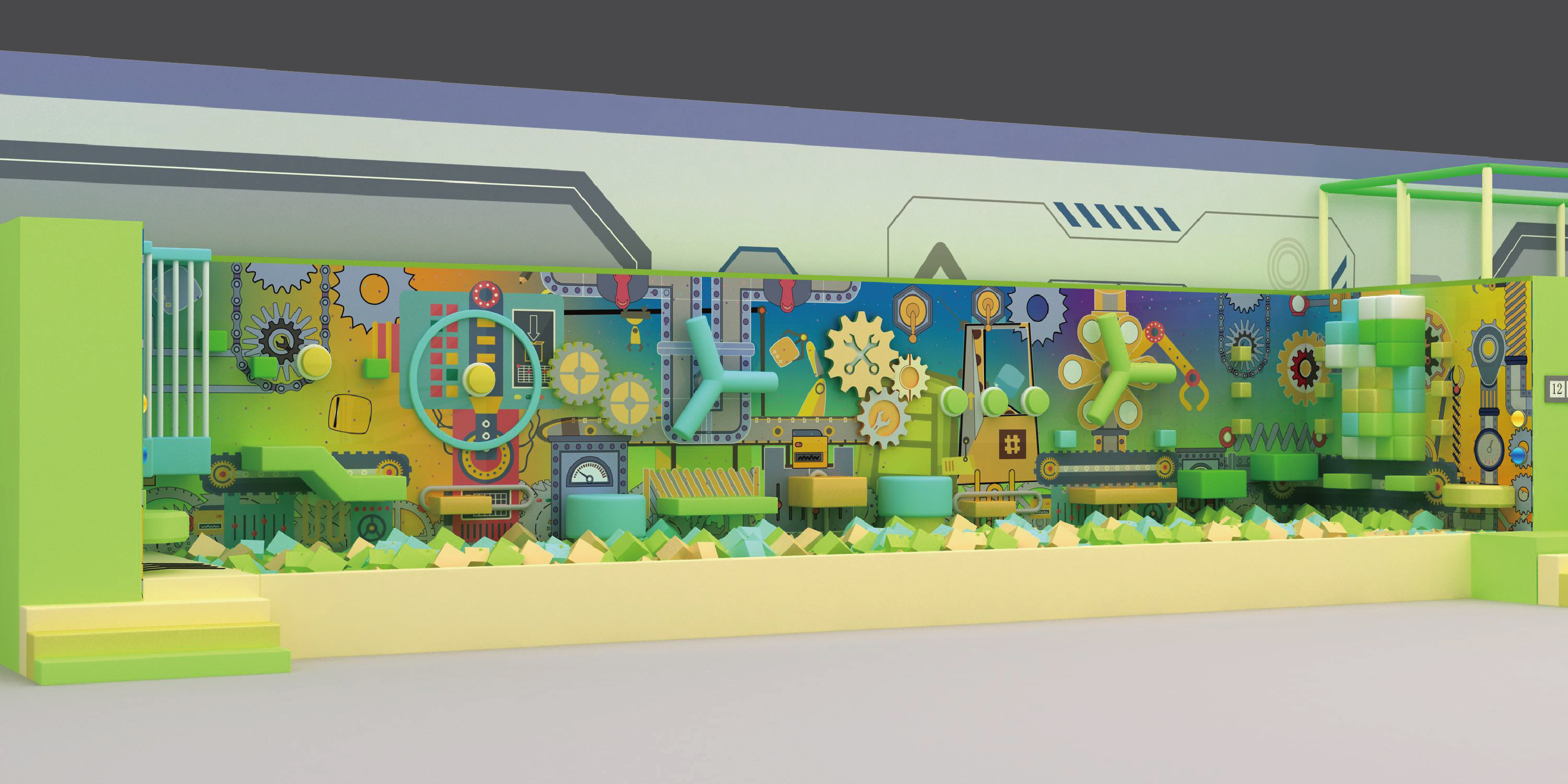 Indoor playground challenge game renderings