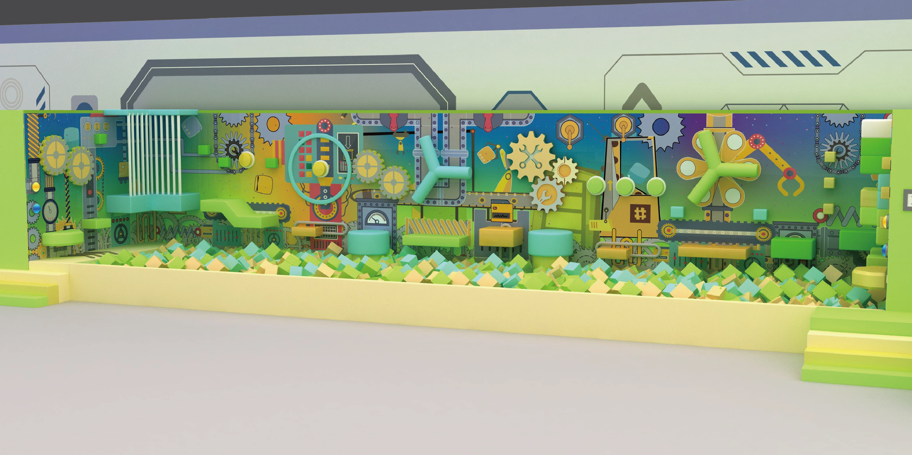 Indoor playground challenge game renderings