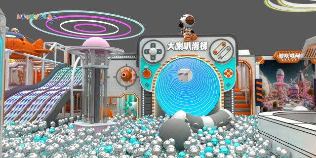 Rendering of space-themed indoor playground