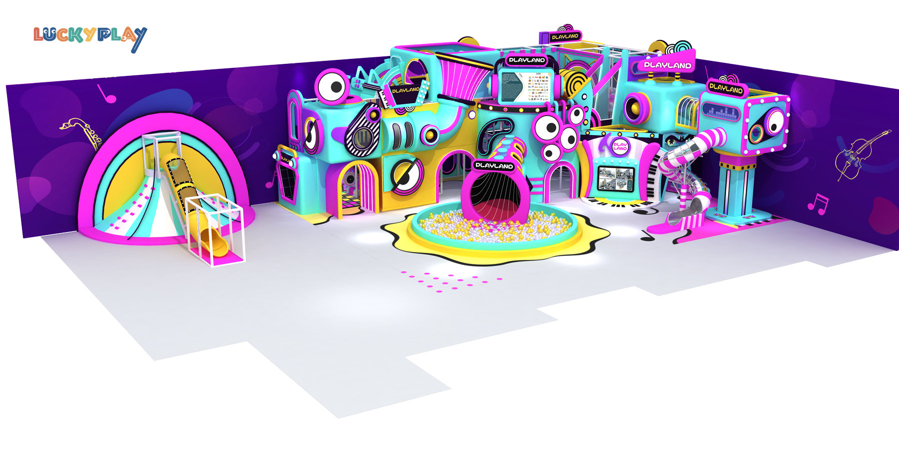 Design drawing of the Weird Sound Wave Park indoor playground