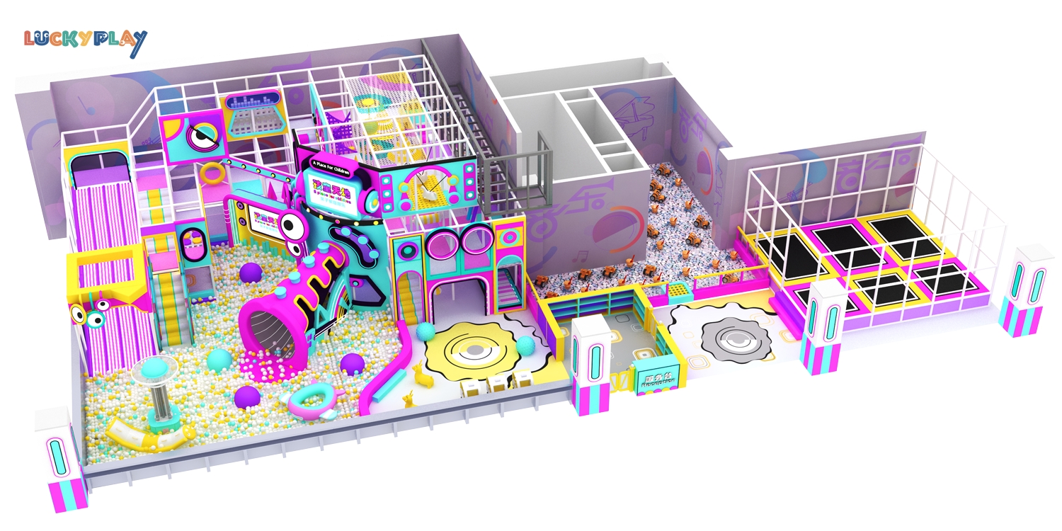 Design drawing of a grotesque sound wave park style indoor playground