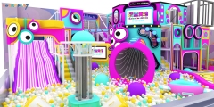 Design drawing of a grotesque sound wave park style indoor playground
