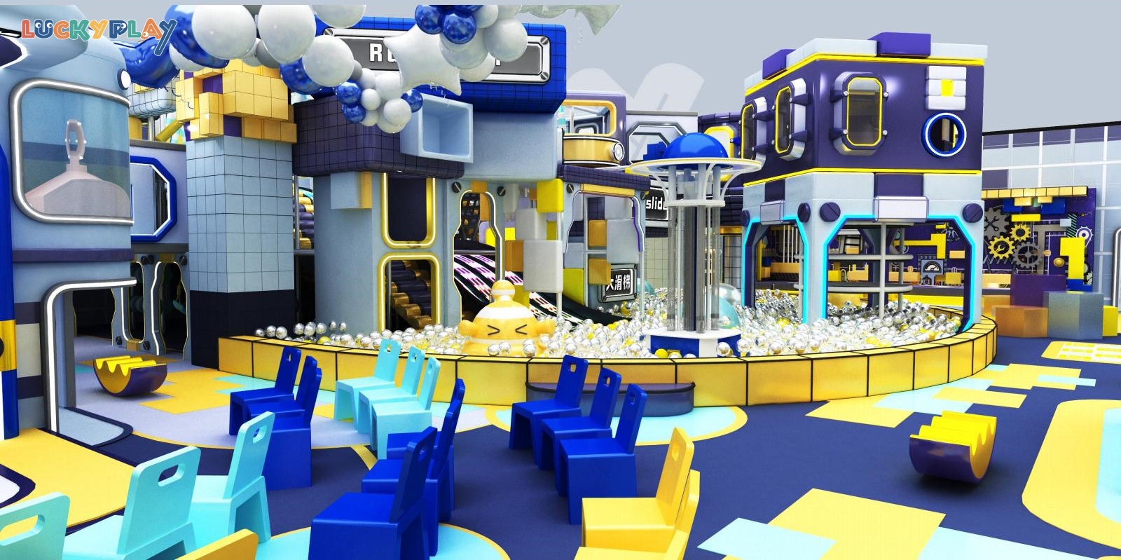 Design drawing of quantum theme indoor playground