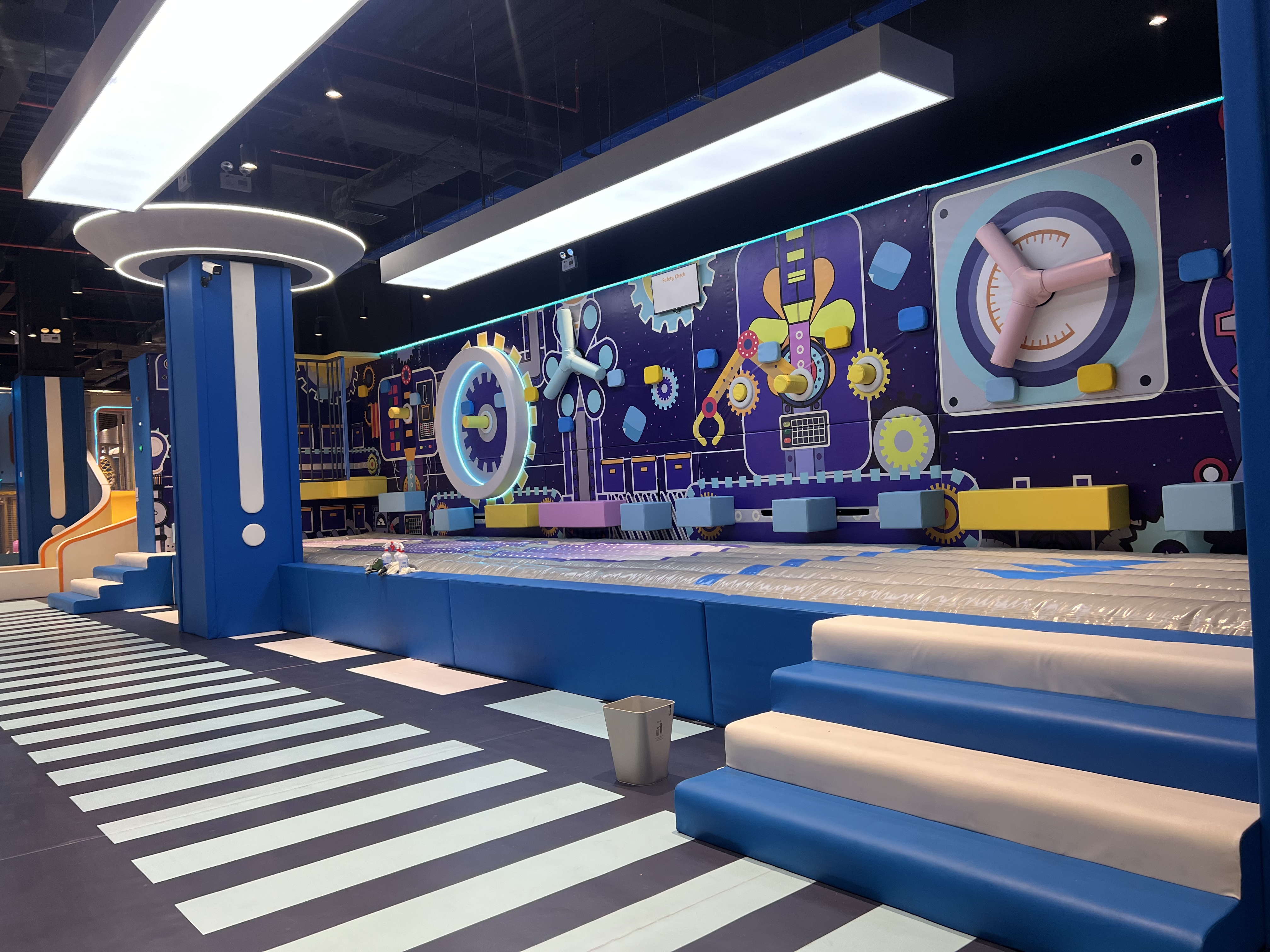 Different play areas in an indoor playground