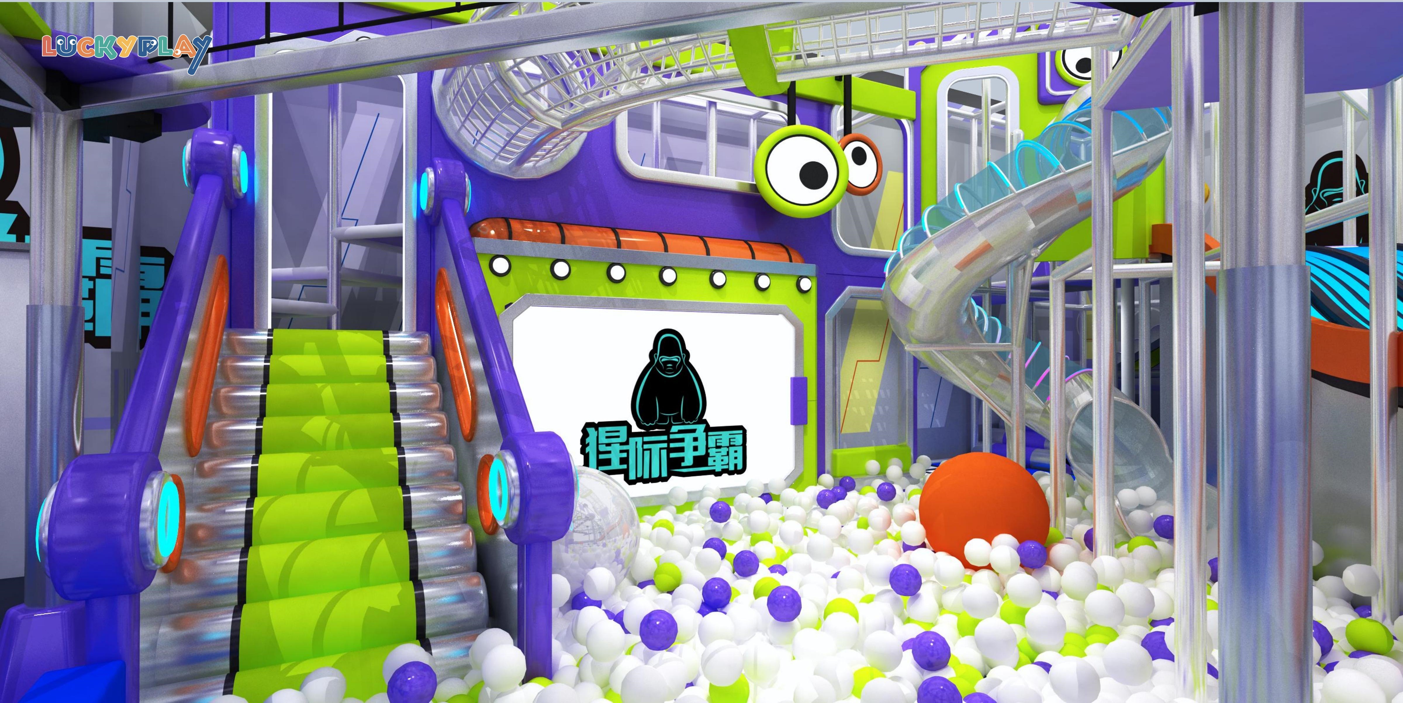 High Altitude Adventure Indoor Playground with Rope Trails Obstacle Tracks and Elevated Activity Platforms