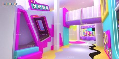 Grotesque Music Indoor Playground with Wavy Slides Neon Beats and Immersive Sound Play Zones