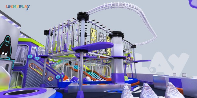 Adventure Challenge Indoor Playground with High Rope Courses Climbing Towers and Multi Level Soft Play Zones