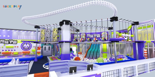 Adventure Challenge Indoor Playground with High Rope Courses Climbing Towers and Multi Level Soft Play Zones