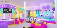 Grotesque Music Theme Indoor Playground with Rhythm Tunnels Vibrant Slides and Creative Soft Play