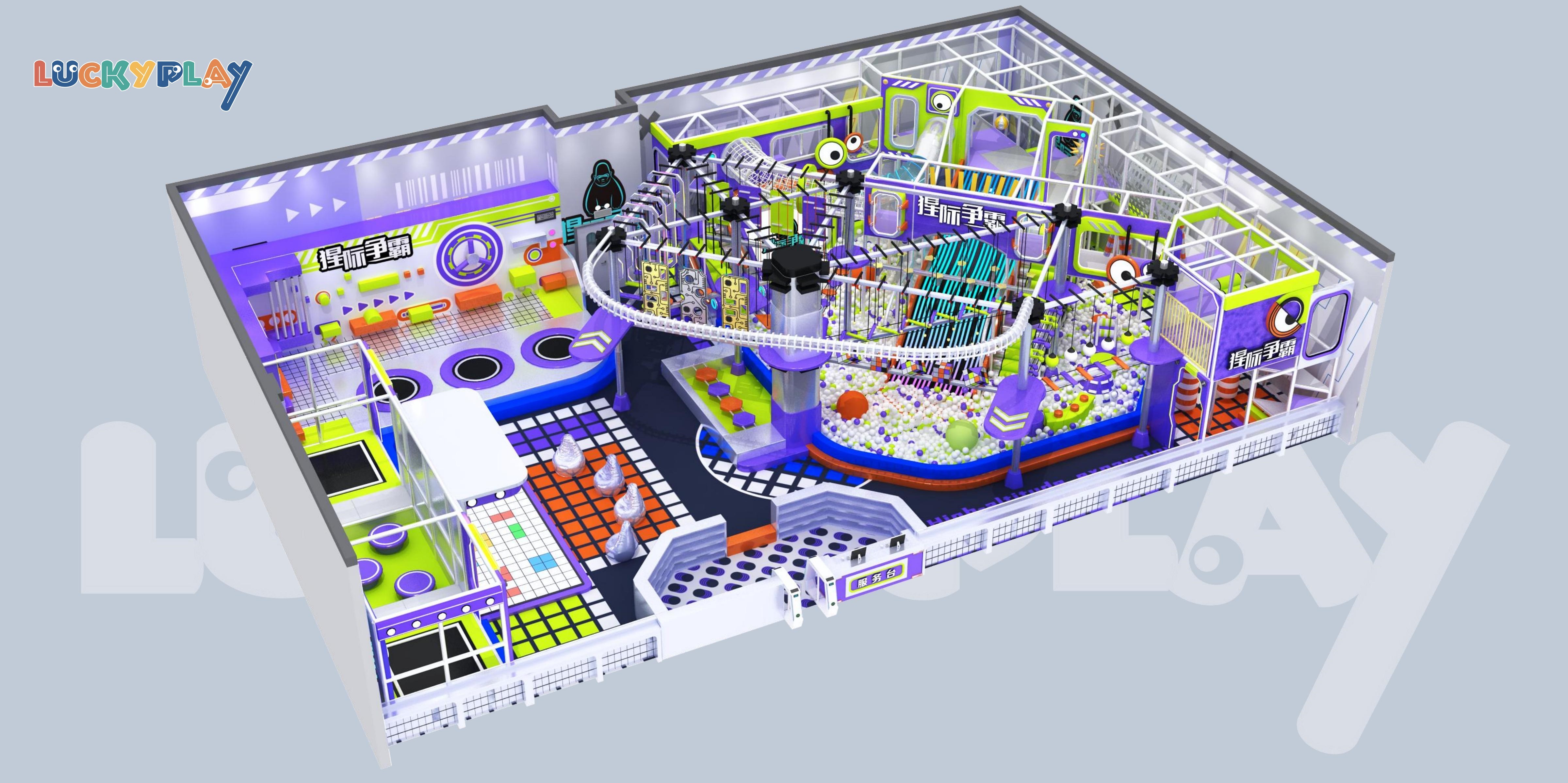 Adventure Challenge Indoor Playground with High Rope Courses Climbing Towers and Multi Level Soft Play Zones