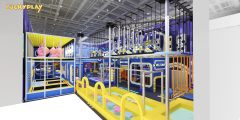 Adventure Indoor Playground with Double Spiral Slide Zipline Challenge and High Level Obstacle Zones