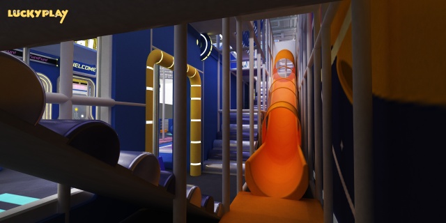 Adventure Indoor Playground with Double Spiral Slide Zipline Challenge and High Level Obstacle Zones