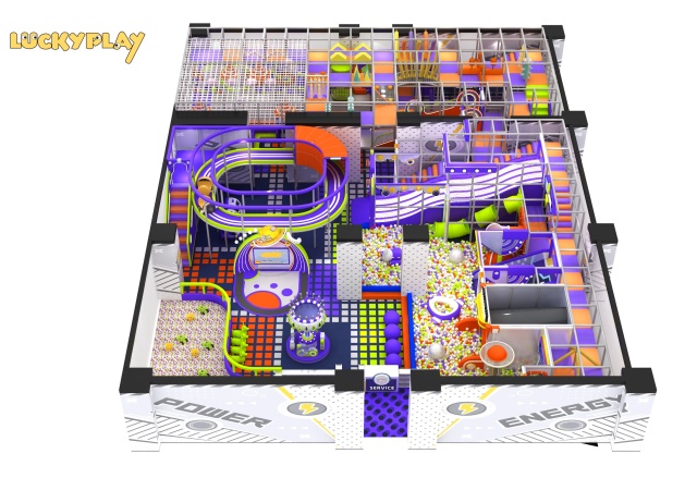 Quantum Energy Style Commercial Indoor Playground with Spiral Slides and Soft Play Zones