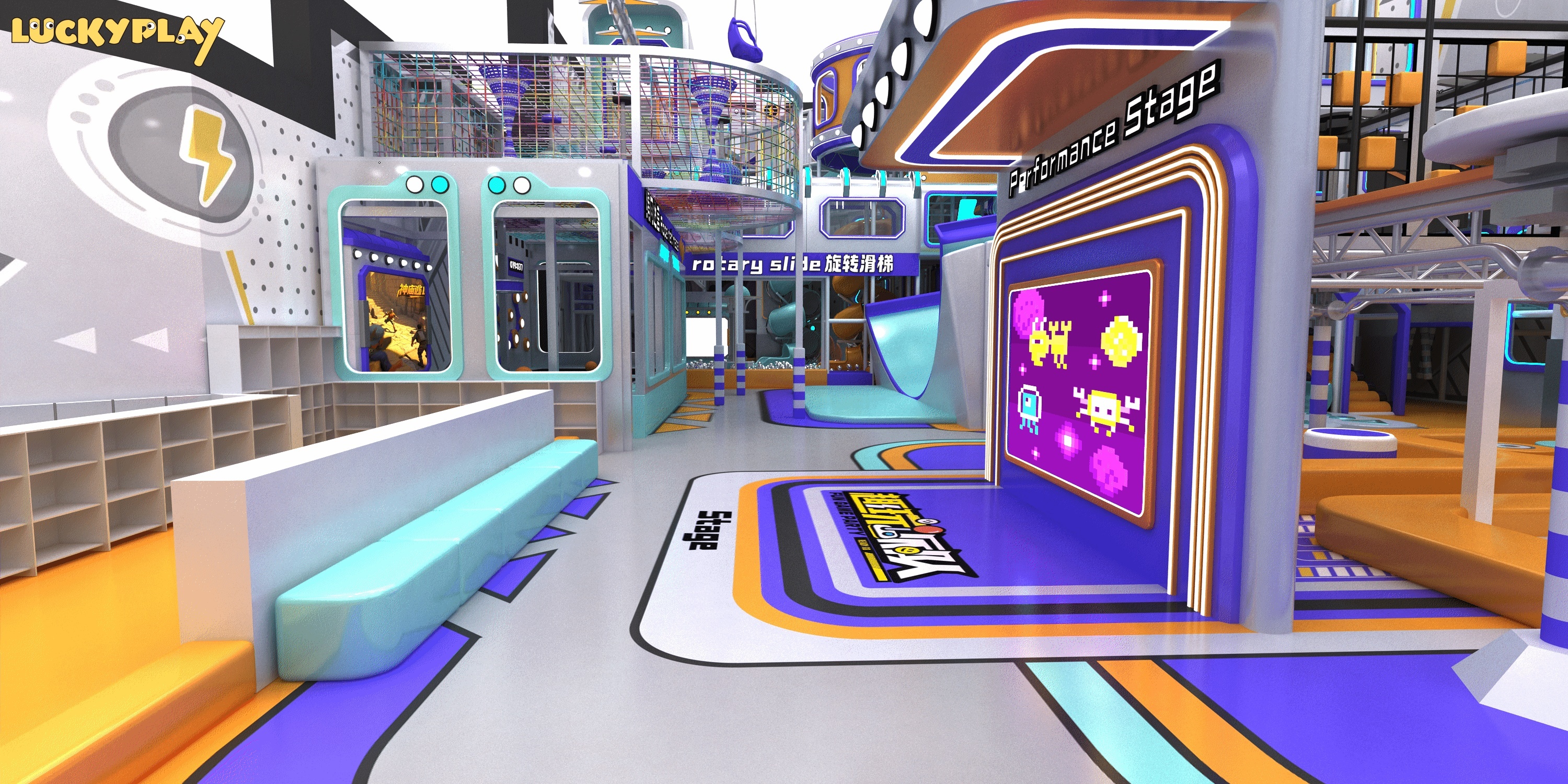 Urban Sports Style Adventure Indoor Playground with High Rope Course and Climbing Challenges
