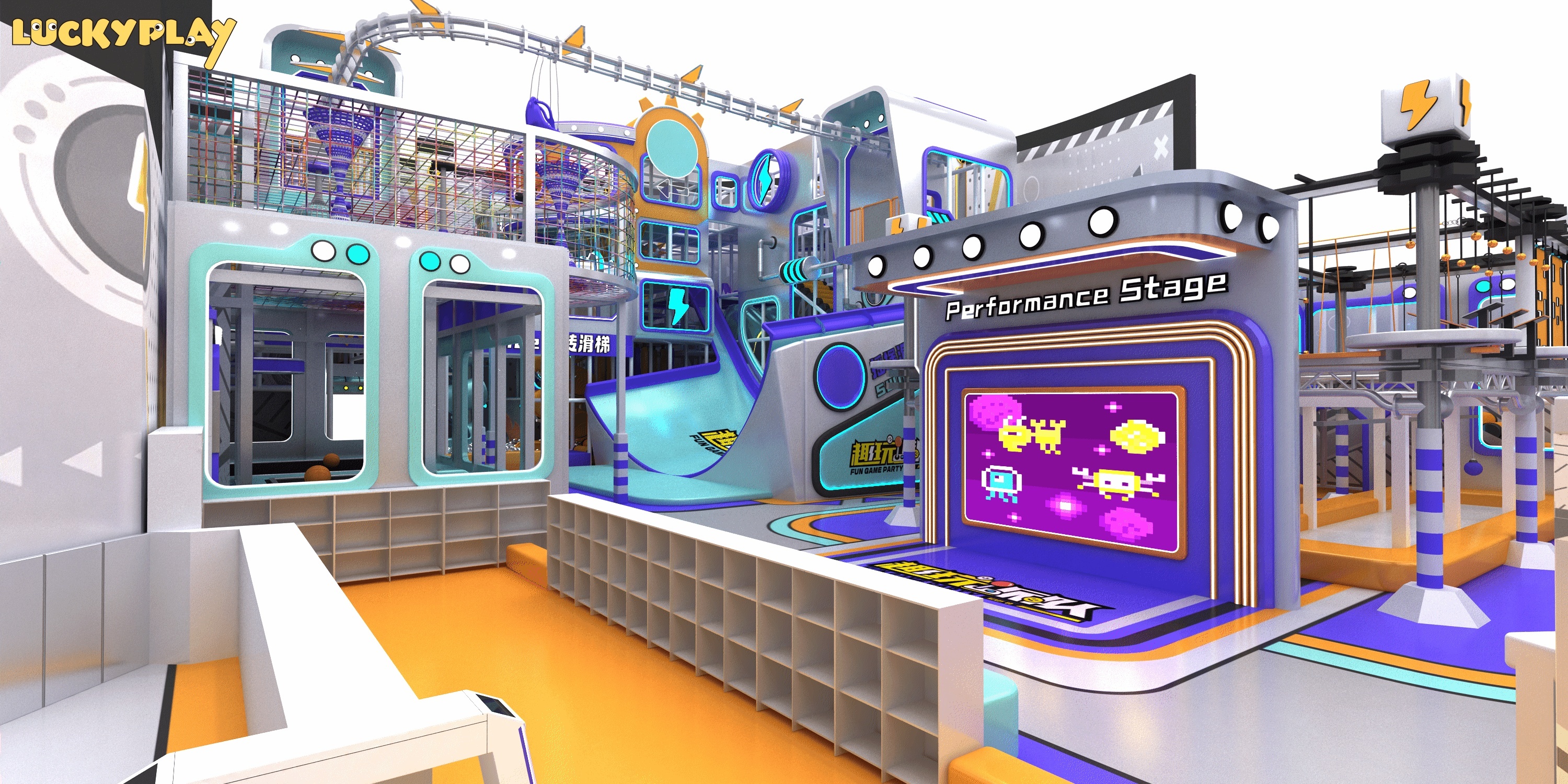 Urban Sports Style Adventure Indoor Playground with High Rope Course and Climbing Challenges