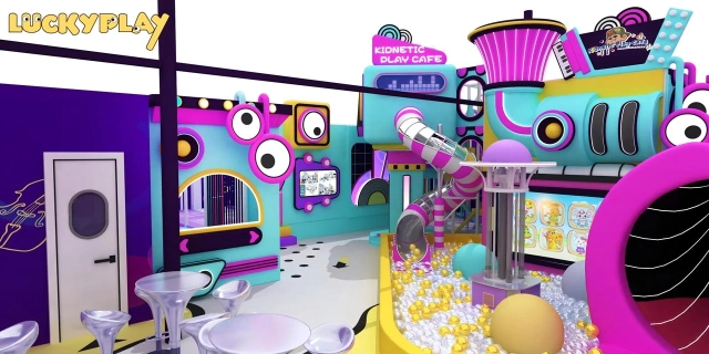 Grotesque Soundwave Soft Play PLayground | 368m² Indoor Playground with Slides & Ninja Course