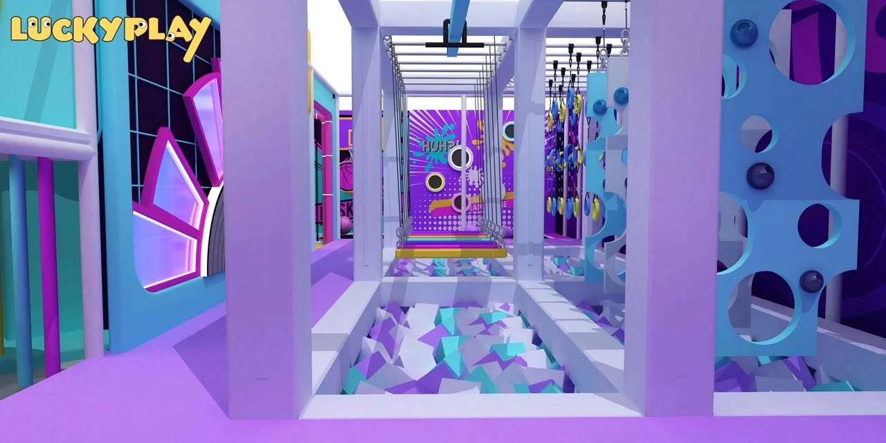 Grotesque Soundwave Soft Play PLayground | 368m² Indoor Playground with Slides & Ninja Course
