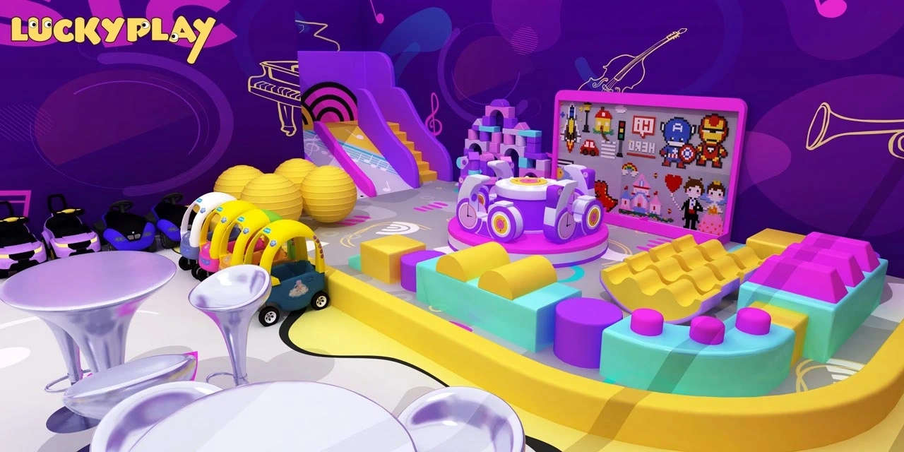 Grotesque Soundwave Soft Play PLayground | 368m² Indoor Playground with Slides & Ninja Course